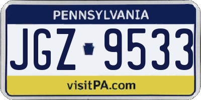 PA license plate JGZ9533