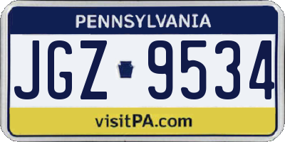 PA license plate JGZ9534