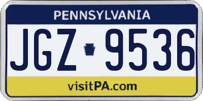 PA license plate JGZ9536