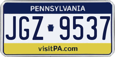 PA license plate JGZ9537