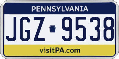 PA license plate JGZ9538