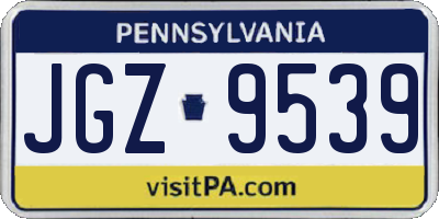 PA license plate JGZ9539