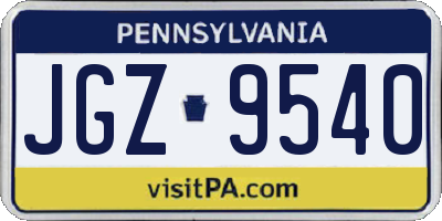 PA license plate JGZ9540