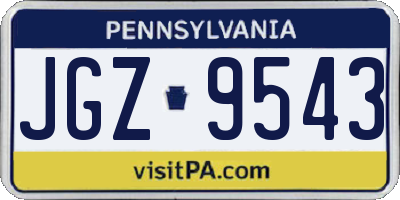 PA license plate JGZ9543