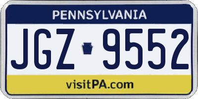 PA license plate JGZ9552
