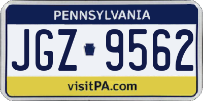 PA license plate JGZ9562