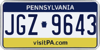 PA license plate JGZ9643