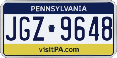 PA license plate JGZ9648