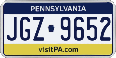 PA license plate JGZ9652
