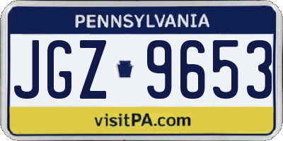 PA license plate JGZ9653