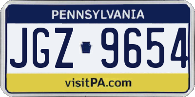 PA license plate JGZ9654