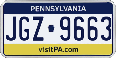 PA license plate JGZ9663