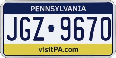 PA license plate JGZ9670