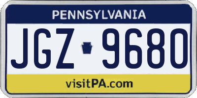 PA license plate JGZ9680