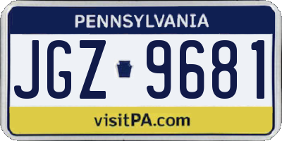 PA license plate JGZ9681