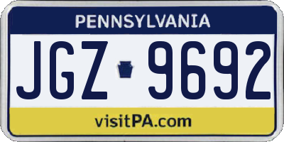 PA license plate JGZ9692