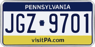 PA license plate JGZ9701