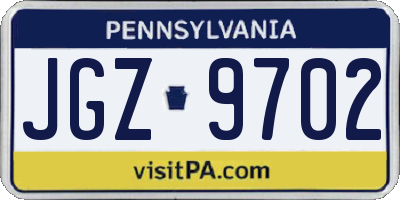 PA license plate JGZ9702