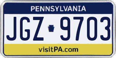 PA license plate JGZ9703