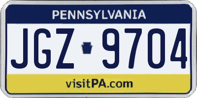 PA license plate JGZ9704