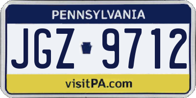 PA license plate JGZ9712