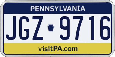 PA license plate JGZ9716