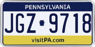 PA license plate JGZ9718