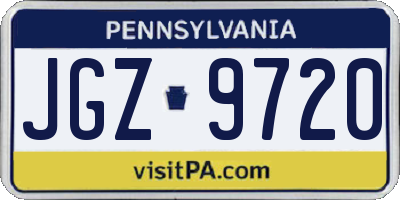 PA license plate JGZ9720