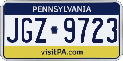 PA license plate JGZ9723