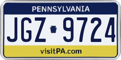 PA license plate JGZ9724