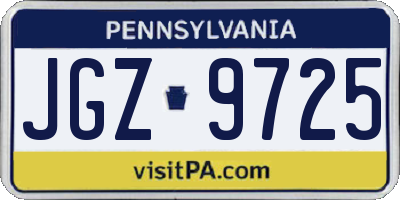 PA license plate JGZ9725