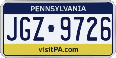 PA license plate JGZ9726