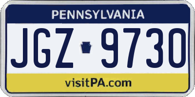 PA license plate JGZ9730