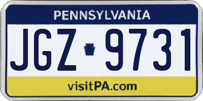 PA license plate JGZ9731