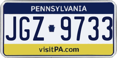 PA license plate JGZ9733