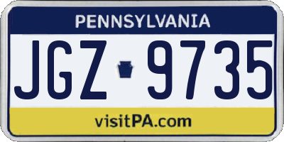 PA license plate JGZ9735