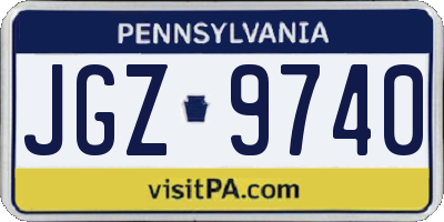 PA license plate JGZ9740