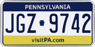PA license plate JGZ9742