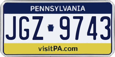PA license plate JGZ9743