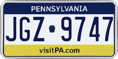 PA license plate JGZ9747