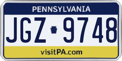 PA license plate JGZ9748