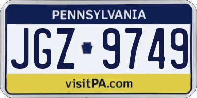 PA license plate JGZ9749