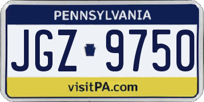 PA license plate JGZ9750