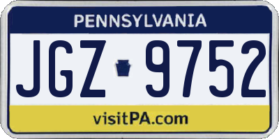 PA license plate JGZ9752