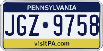 PA license plate JGZ9758