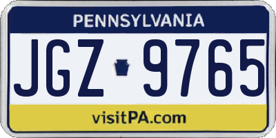PA license plate JGZ9765