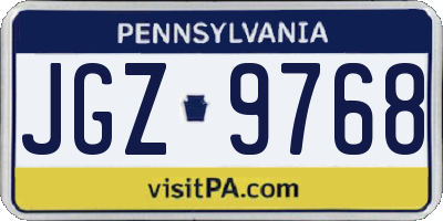 PA license plate JGZ9768