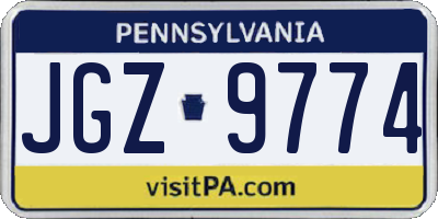 PA license plate JGZ9774