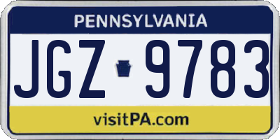 PA license plate JGZ9783
