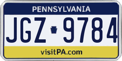PA license plate JGZ9784